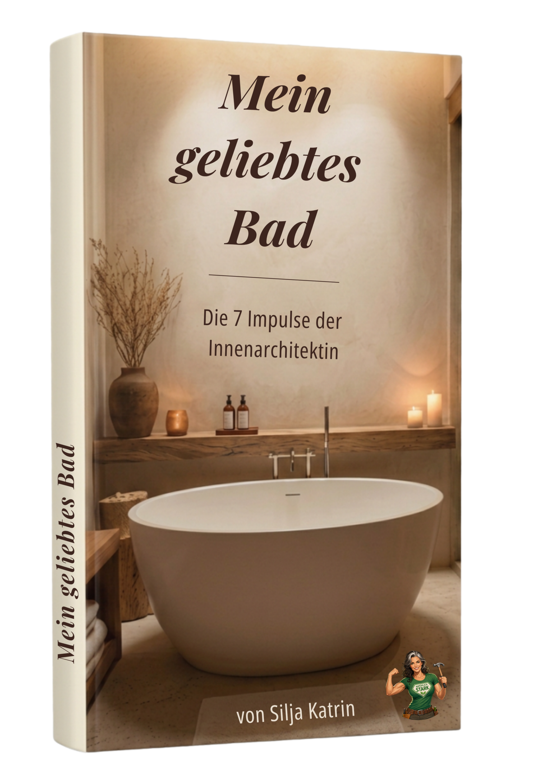 Buchcover mit Bild von einem Badezimmer in sanften Farben mit dem Titel Mein geliebtes Bad